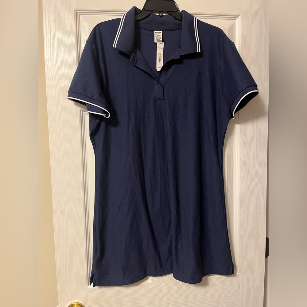 PINK/ VICTORIA'S SECRET NAVY BLUE POLO PIQUE SHORT SLEEVE DRESS SIZE XXL - Picture 3 of 6